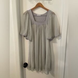 Gabriella Rocha size S light grey sheer overlay feminine dress